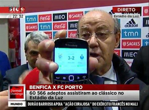 Site da Liga deu vitória ao Benfica por 3-2 ao Porto