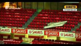 Benfica-Sporting adiado: Lã de vidro e placas metálicas caem da cobertura do Estádio da Luz