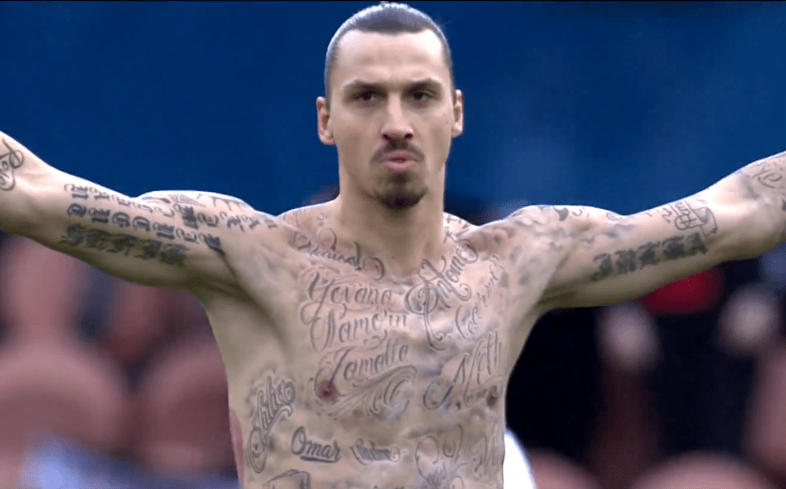 Zlatan não ficou louco… Perceba o porquê do corpo coberto de tatuagens frente ao Caen