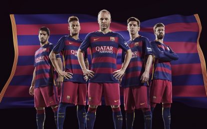 Barcelona apresenta novo equipamento para 2015/16 e terá riscas horizontais