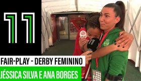 Jéssica Silva e Ana Borges abraçam-se depois do derby feminino!