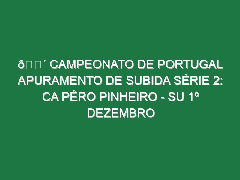 🔴 CAMPEONATO DE PORTUGAL APURAMENTO DE SUBIDA SÉRIE 2: CA PÊRO PINHEIRO – SU 1º DEZEMBRO