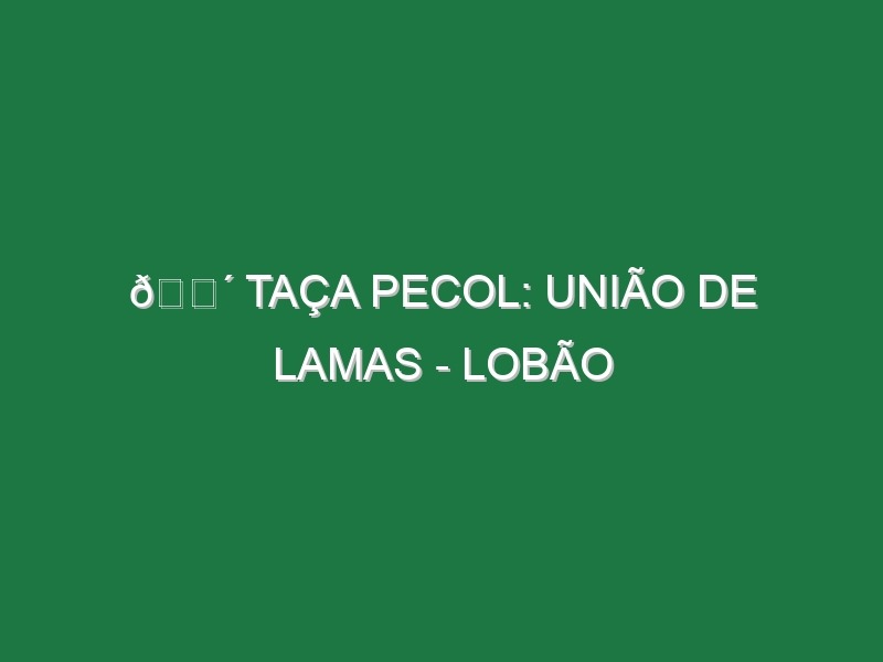 🔴 TAÇA PECOL: UNIÃO DE LAMAS – LOBÃO