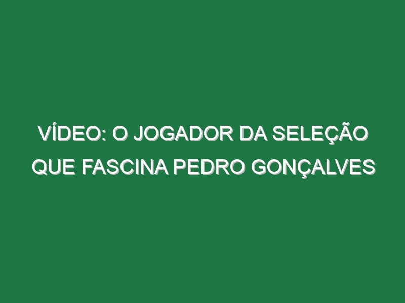 Vídeo: O jogador da seleção que fascina Pedro Gonçalves