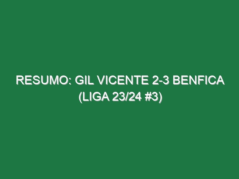 Resumo: Gil Vicente 2-3 Benfica (Liga 23/24 #3)