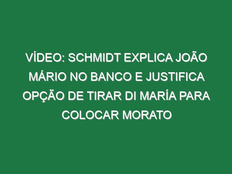 Vídeo: Schmidt explica João Mário no banco e justifica opção de tirar Di María para colocar Morato