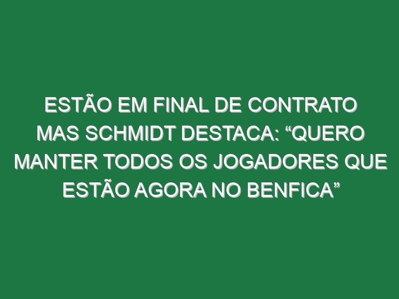 Estão em final de contrato mas Schmidt destaca: “Quero manter todos os jogadores que estão agora no Benfica”