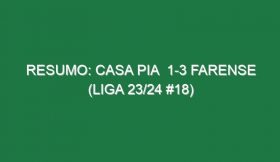 Resumo: Casa Pia  1-3 Farense (Liga 23/24 #18)