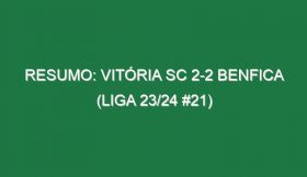 Resumo: Vitória SC 2-2 Benfica (Liga 23/24 #21)