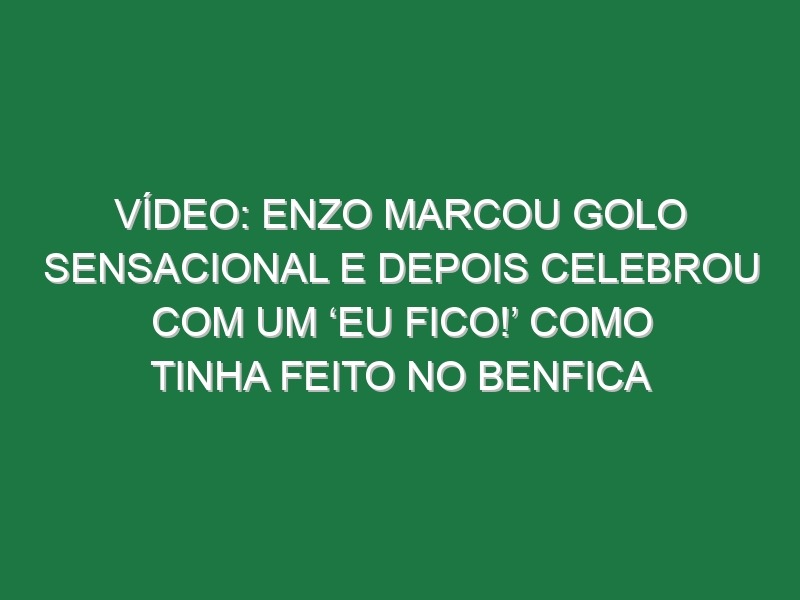 Vídeo: Enzo marcou golo sensacional e depois celebrou com um ‘Eu fico!’ como tinha feito no Benfica