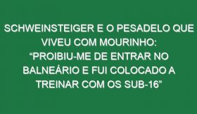 Schweinsteiger e o pesadelo que viveu com Mourinho: “Proibiu-me de entrar no balneário e fui colocado a treinar com os sub-16”