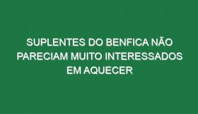 Suplentes do Benfica não pareciam muito interessados em aquecer