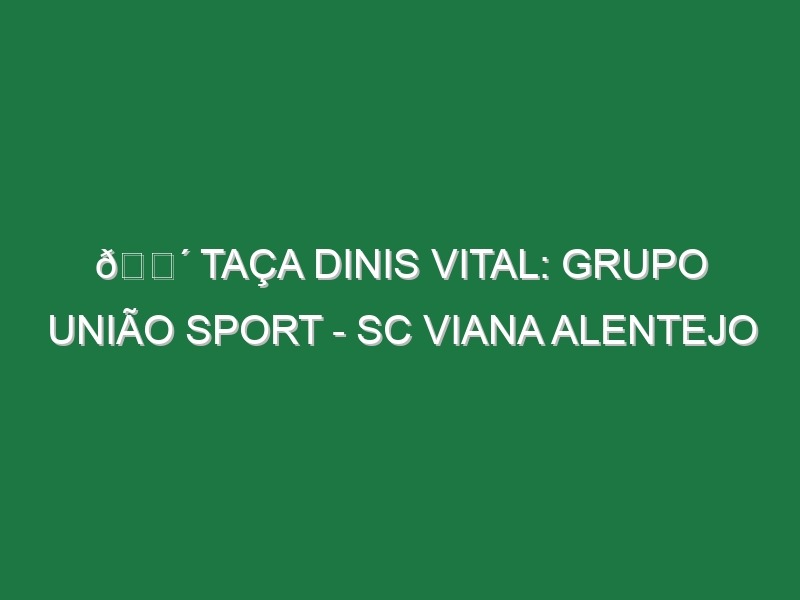 🔴 TAÇA DINIS VITAL: GRUPO UNIÃO SPORT – SC VIANA ALENTEJO