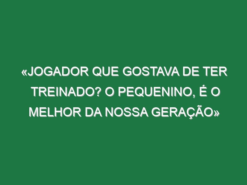 «Jogador que gostava de ter treinado? O pequenino, é o melhor da nossa geração»