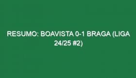 Resumo: Boavista 0-1 Braga (Liga 24/25 #2)