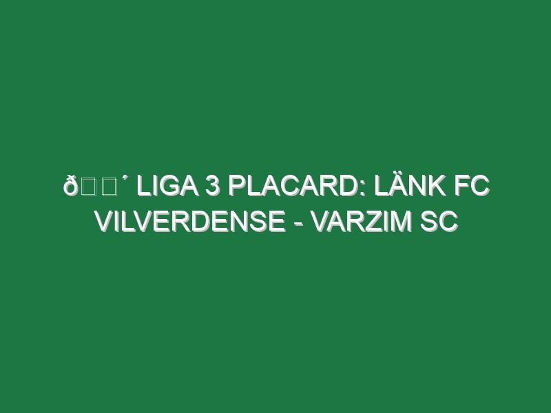 🔴 LIGA 3 PLACARD: LÄNK FC VILVERDENSE – VARZIM SC