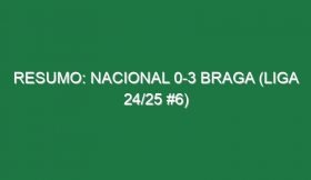 Resumo: Nacional 0-3 Braga (Liga 24/25 #6)