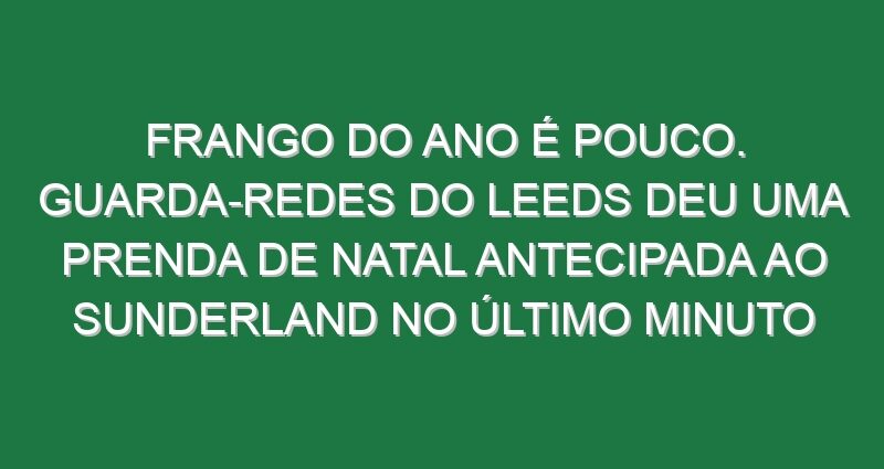 Frango do Ano é pouco. Guarda-redes do Leeds deu uma prenda de Natal antecipada ao Sunderland no último minuto