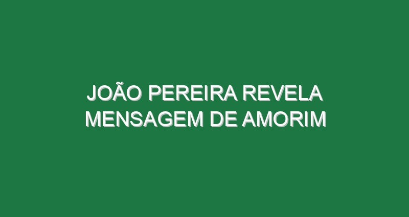 João Pereira revela mensagem de Amorim